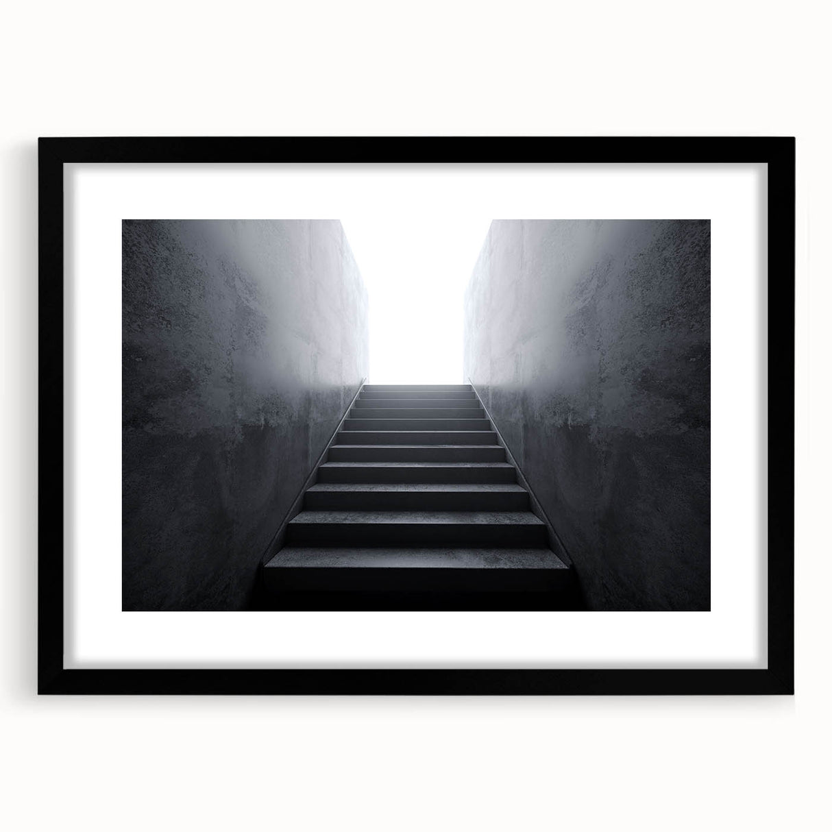 Extra large abstract art print featuring a colorful, textured staircase design on a black framed canvas.