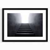 Extra large abstract art print featuring a colorful, textured staircase design on a black framed canvas.