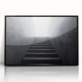 Large abstract wall art featuring a spiral staircase design in black and white, framed in acrylic.