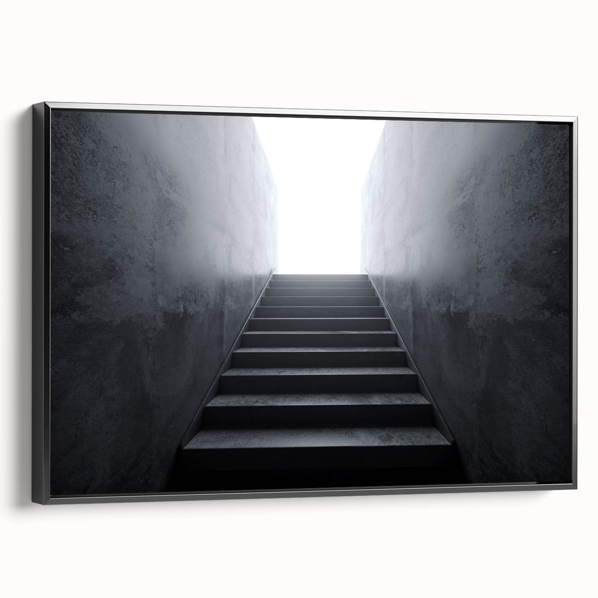 Black and white framed canvas of a spiral staircase, ideal for bedroom wall art in a vintage style.