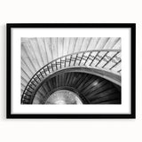 Extra large abstract art print of a colorful, textured staircase design on a black framed canvas.