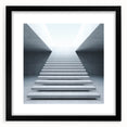 Extra large abstract art print featuring a colorful, textured depiction of a spiral staircase, framed in black.