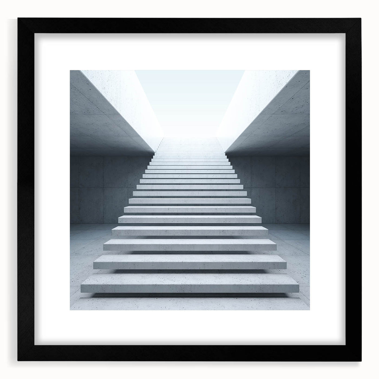Extra large abstract art print featuring a colorful, textured depiction of a spiral staircase, framed in black.