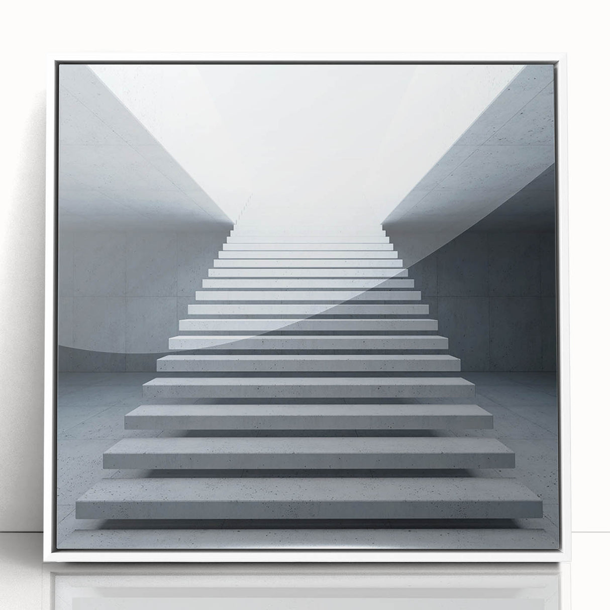 Art deco poster of a spiral staircase in black and white, acrylic framed, ideal for modern nursery wall art.