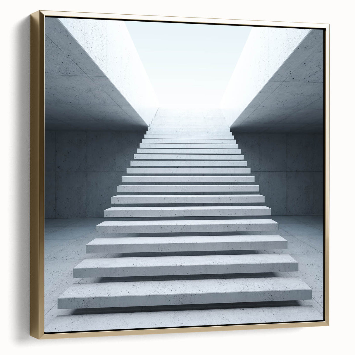 Framed canvas featuring a vintage-style staircase in silver and gold tones, suitable as wall art for bedroom.