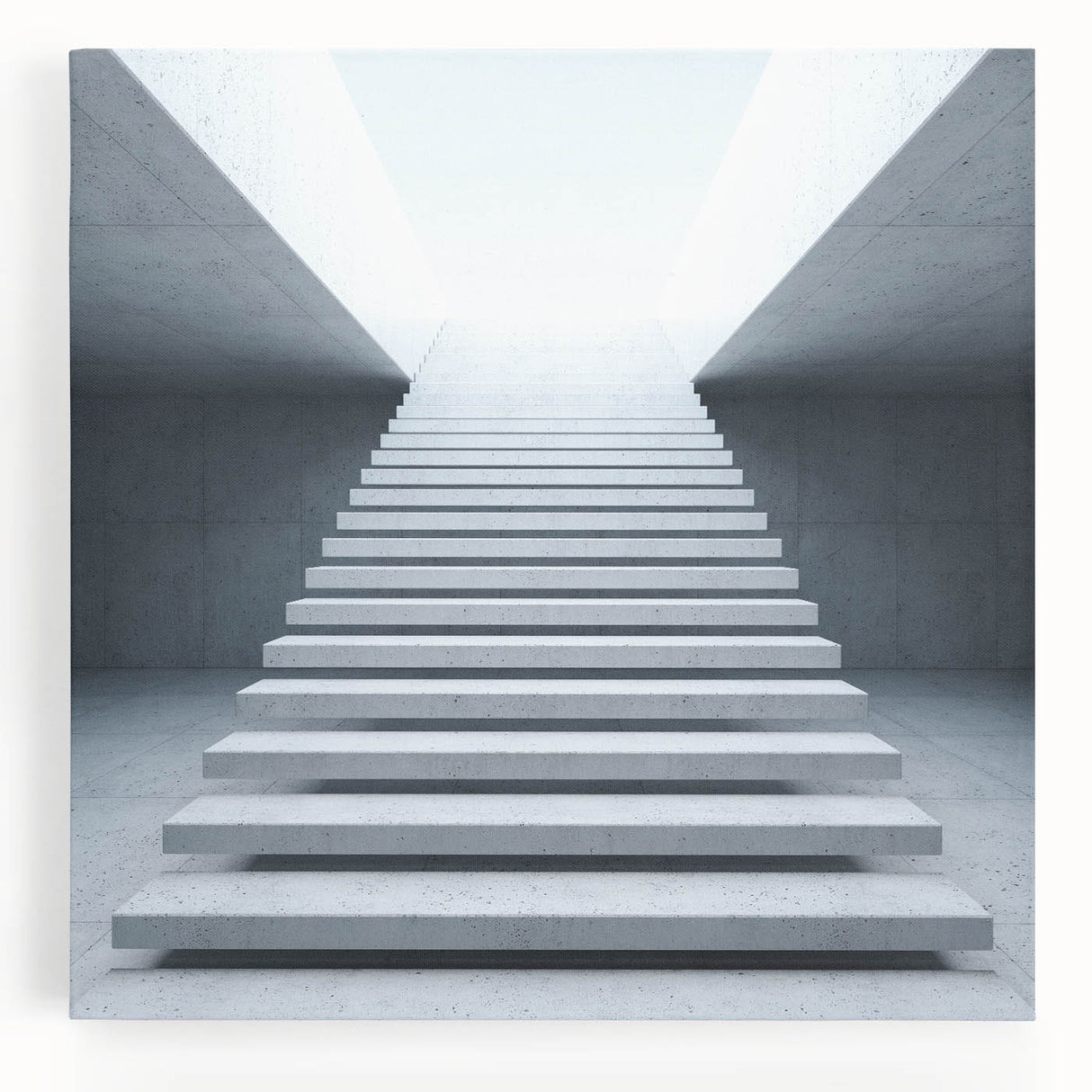 Black and white photograph of a spiral staircase on stretched canvas, suited for kitchen wall art.