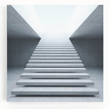 Black and white photograph of a spiral staircase on stretched canvas, suited for kitchen wall art.