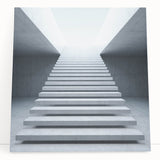 Black and white photograph of a spiral staircase on stretched canvas, suitable as large art for kitchen or bedroom.
