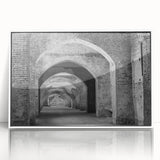 Art Deco style poster featuring architectural tunnels in black and white, framed in acrylic.