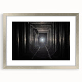 Textured abstract art print in muted gray and silver, framed with a mat, ideal for modern bedroom ambiance.