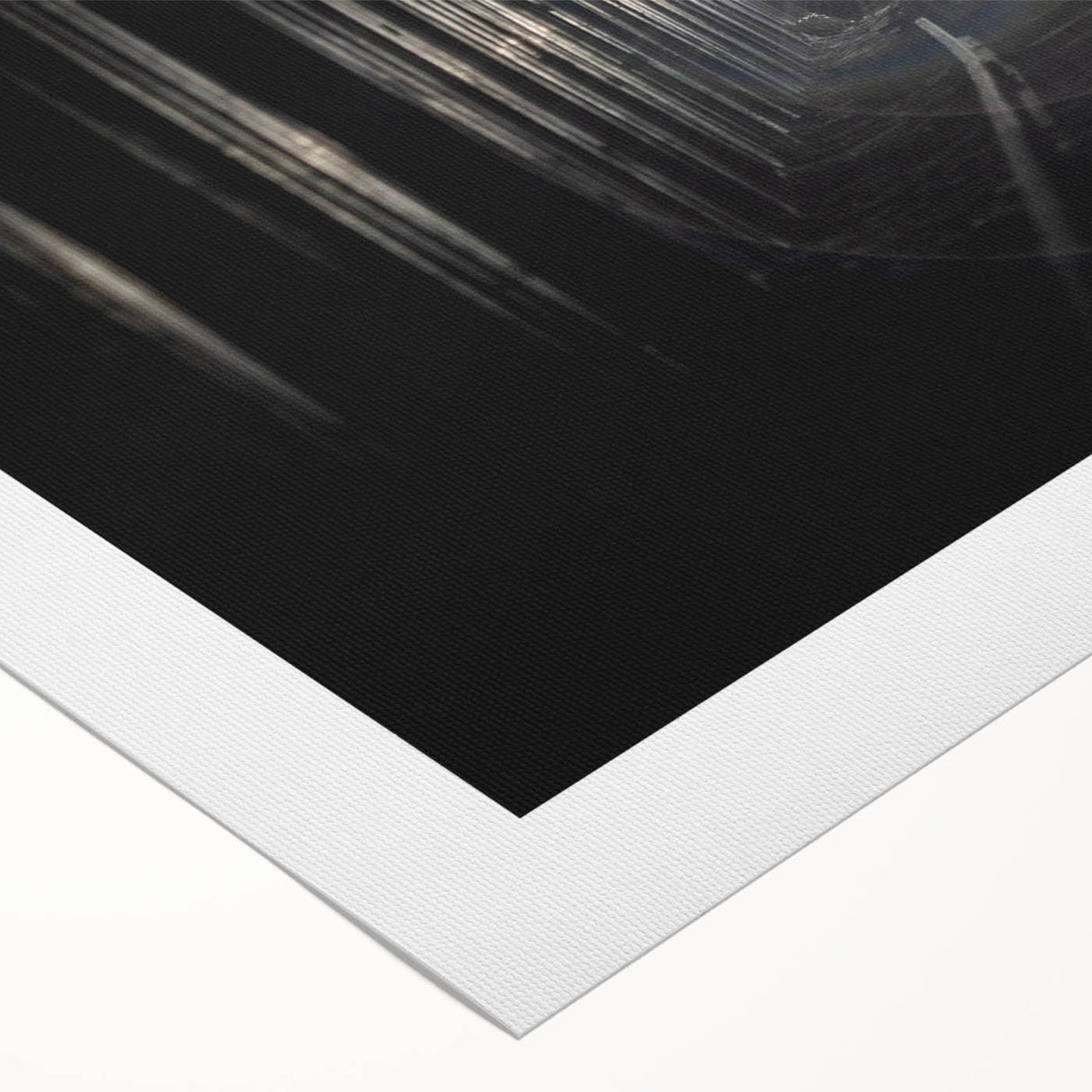Art deco poster of an architectural tunnel in monochrome, printed on rolled canvas, suitable for dining room wall art.