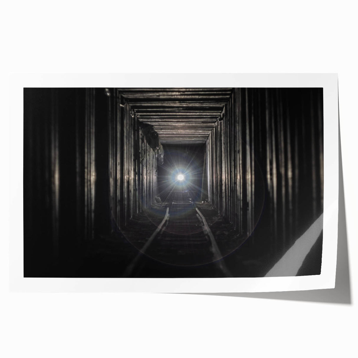 Extra large rolled print featuring a detailed architectural tunnel design in monochrome, ideal for art wall dining room.