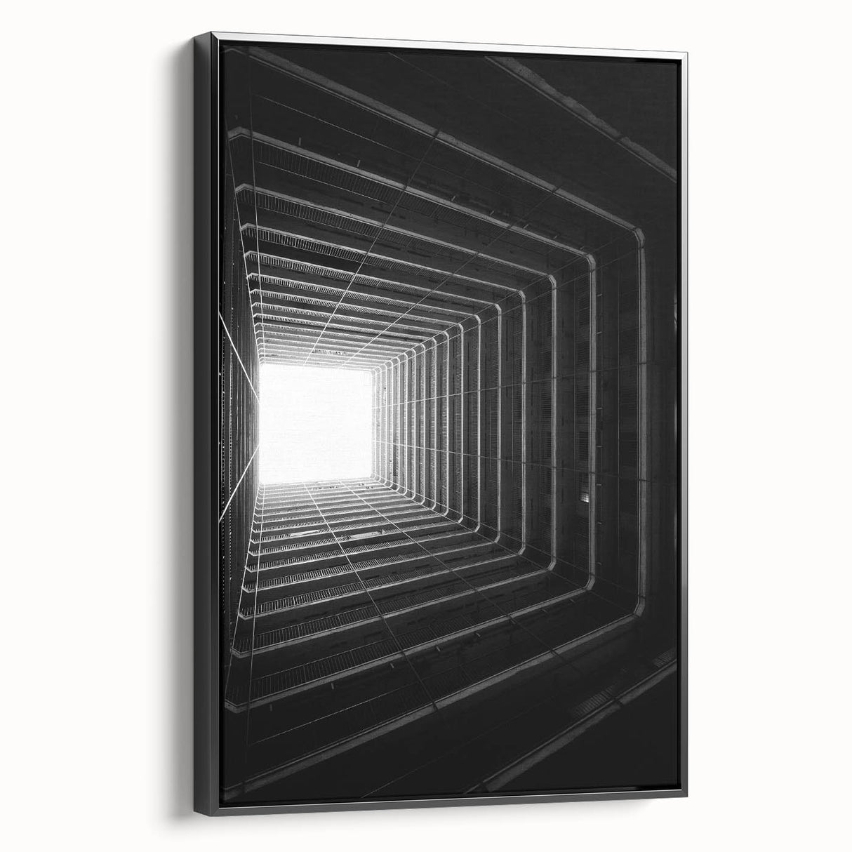 Black and white framed canvas of a vintage tunnel architecture, ideal for bedroom wall art.