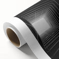 Art deco poster featuring geometric patterns in gold and black on rolled canvas.