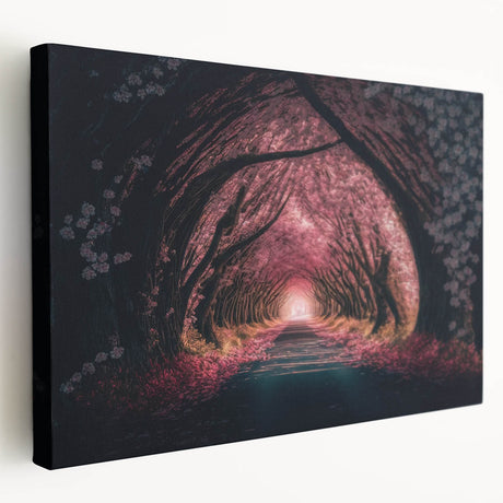 Side view of a large stretched canvas depicting architectural tunnels in muted gray tones, suitable for kitchen wall art.