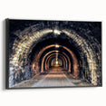 Black and white framed canvas featuring a vintage tunnel architecture design, ideal for bedroom wall decor.