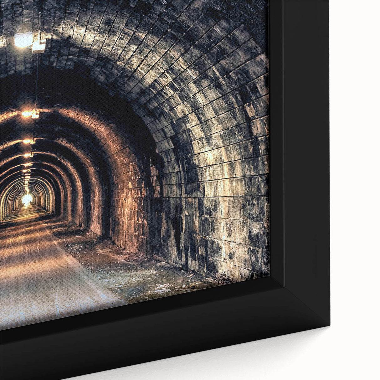 Extra large black wall art featuring a textured tunnel design in colorful hues, ideal for living room decor.