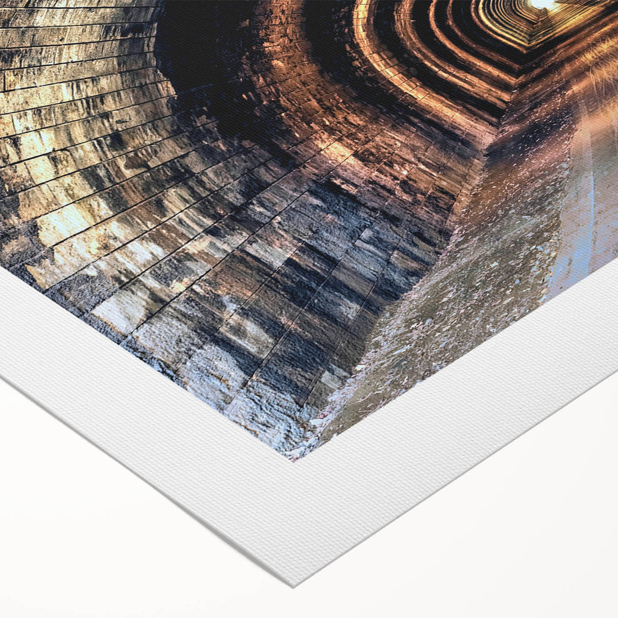 Art deco poster featuring geometric patterns in black and gold on rolled canvas, suitable for dining room decor.