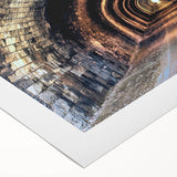 Art deco poster featuring geometric patterns in black and gold on rolled canvas, suitable for dining room decor.