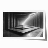 Extra large rolled print featuring a detailed architectural tunnel design in monochrome, ideal for art wall dining room.