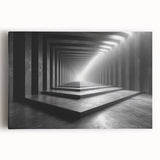 Black and white stretched canvas of architectural tunnel design, ideal for kitchen wall art.