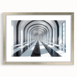 Abstract textured art print in silver frame, featuring swirling grey and white patterns, suitable for bedroom decor.