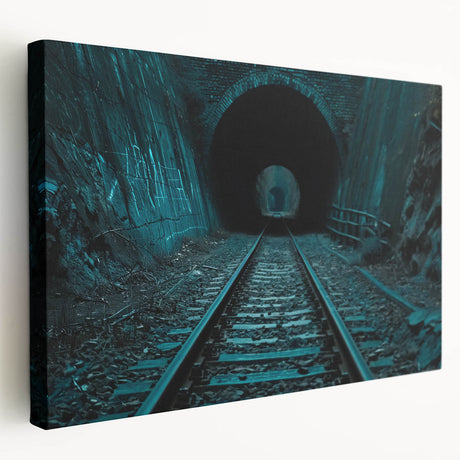 Architectural tunnel design on stretched canvas, featuring monochrome black and white colors, ideal for kitchen wall art.