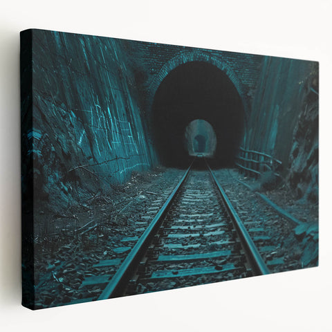 Architectural tunnel design on stretched canvas, featuring monochrome black and white colors, ideal for kitchen wall art.