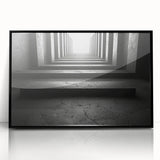 Large abstract wall art featuring geometric shapes in black and white, framed in acrylic, suitable for modern art wall decor.