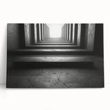 Black and white photo of architectural tunnels on stretched canvas, ideal for kitchen wall art or bedroom ambiance.