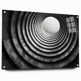 Large abstract wall art on acrylic glass featuring a tunnel design in neutral tones.