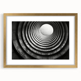 Extra large abstract art print featuring textured tunnels in muted earth tones on a framed canvas.