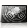 Large abstract wall art depicting geometric shapes in black and white, framed in acrylic, suitable for modern art wall decor.