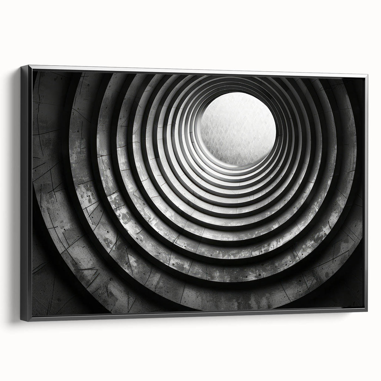 Black and white framed canvas of a vintage tunnel architecture, ideal for bedroom wall art.