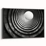 Black and white framed canvas of a vintage tunnel architecture, ideal for bedroom wall art.