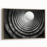 Framed canvas featuring a vintage black and gold tunnel design, ideal for bedroom wall art.