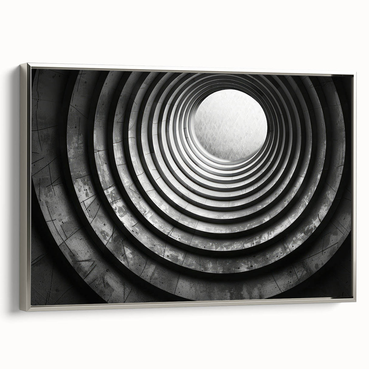 Landscape art painting of a tunnel in muted black and grey tones on a framed canvas, suitable for office or study room decor.