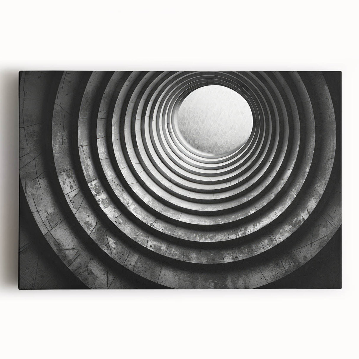 Black and white photo of tunnel architecture on large stretched canvas, suitable for kitchen wall art.