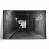 Black and white photo of architectural tunnels on stretched canvas, ideal for kitchen wall art or bedroom ambiance.