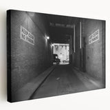 Architectural tunnel design on stretched canvas with gray and blue tones, ideal for kitchen wall art.
