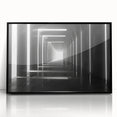 Large abstract wall art depicting architectural tunnels in black and white, framed acrylic print.
