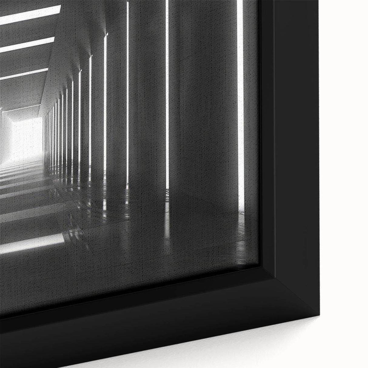 Extra large black wall art featuring a colorful, textured tunnel design on a framed canvas, ideal for living room decor.