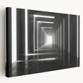 Side view of a stretched canvas featuring a monochrome architectural tunnel design, suitable for kitchen wall art.