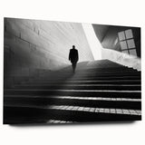 Large abstract wall art on acrylic glass depicting a monochrome architectural tunnel.