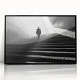 Large abstract wall art featuring geometric shapes in black and white, acrylic print in a black frame.