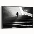 Black and white framed canvas featuring a vintage tunnel design, ideal for bedroom wall decor.