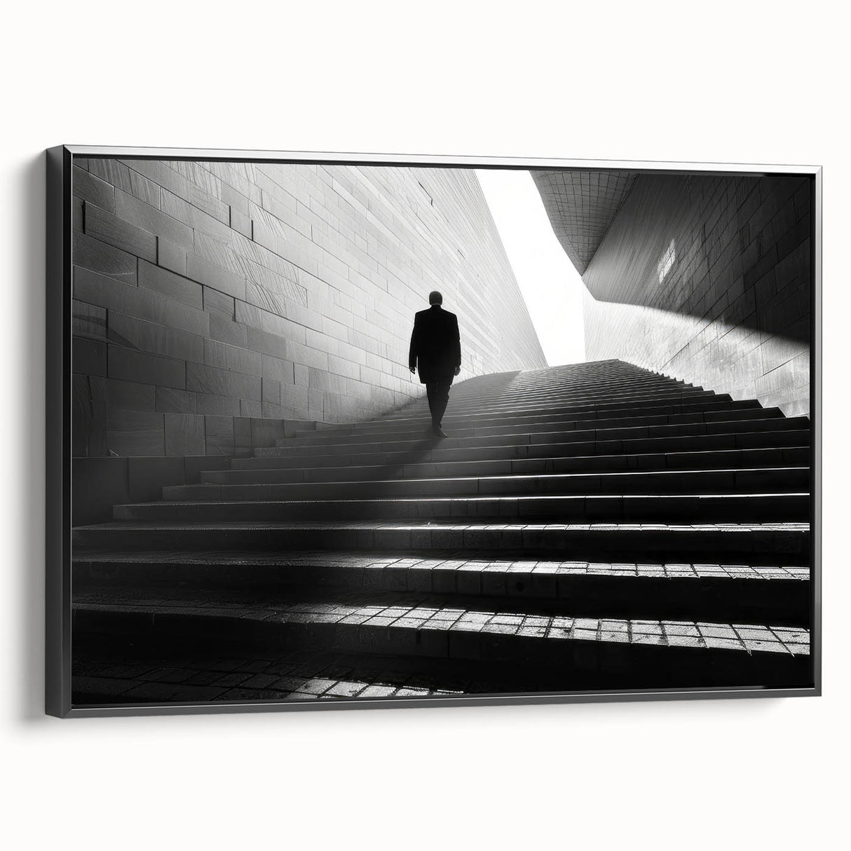 Black and white framed canvas featuring a vintage tunnel design, ideal for bedroom wall decor.