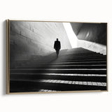 Framed canvas of a vintage-style landscape tunnel painting in black and gold, ideal for bedroom wall art.