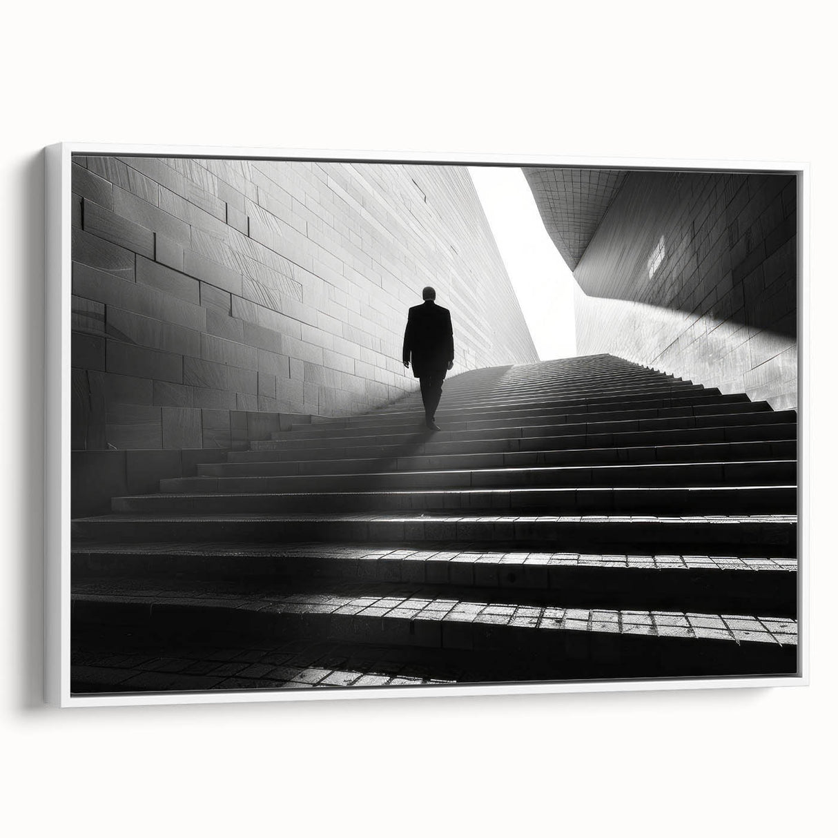 Vintage poster art of colorful abstract tunnels on a large framed canvas, ideal for living room decor.