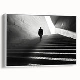 Vintage poster art of colorful abstract tunnels on a large framed canvas, ideal for living room decor.